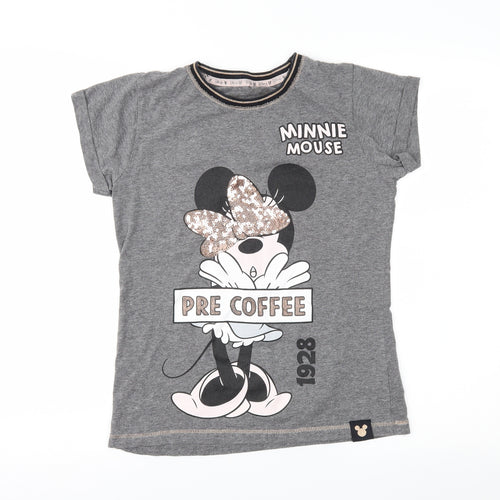 Disney Womens Grey Geometric  Top Pyjama Top Size S  - Minnie Mouse