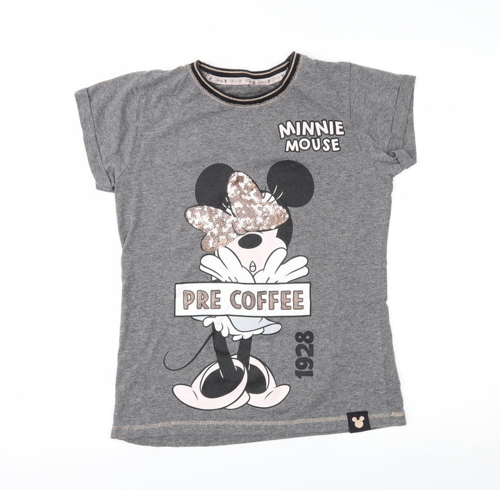 Disney Womens Grey Geometric Top Pyjama Top Size S - Minnie Mouse