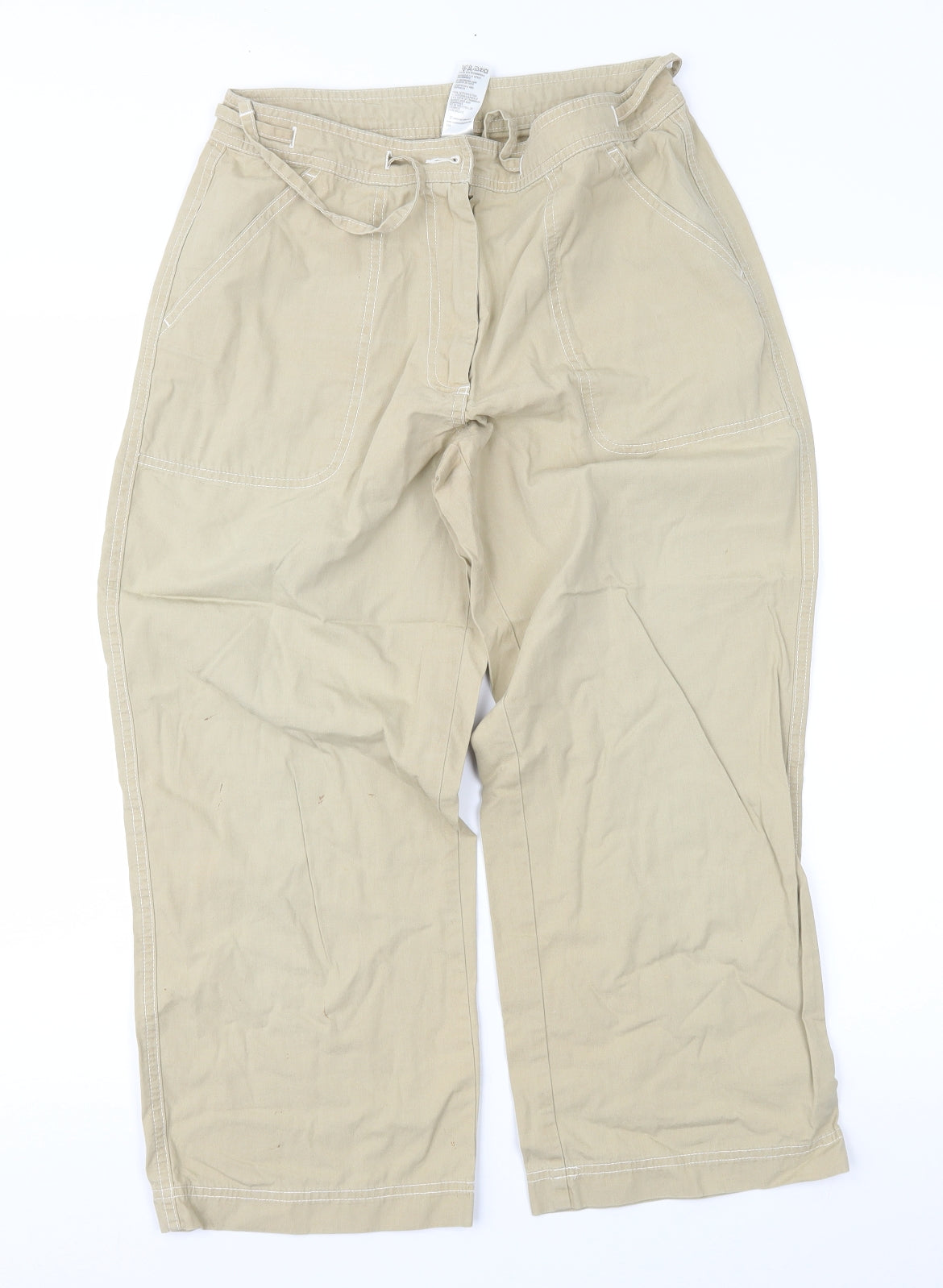 Marks and Spencer Womens Beige   Cropped Trousers Size 12 L23 in