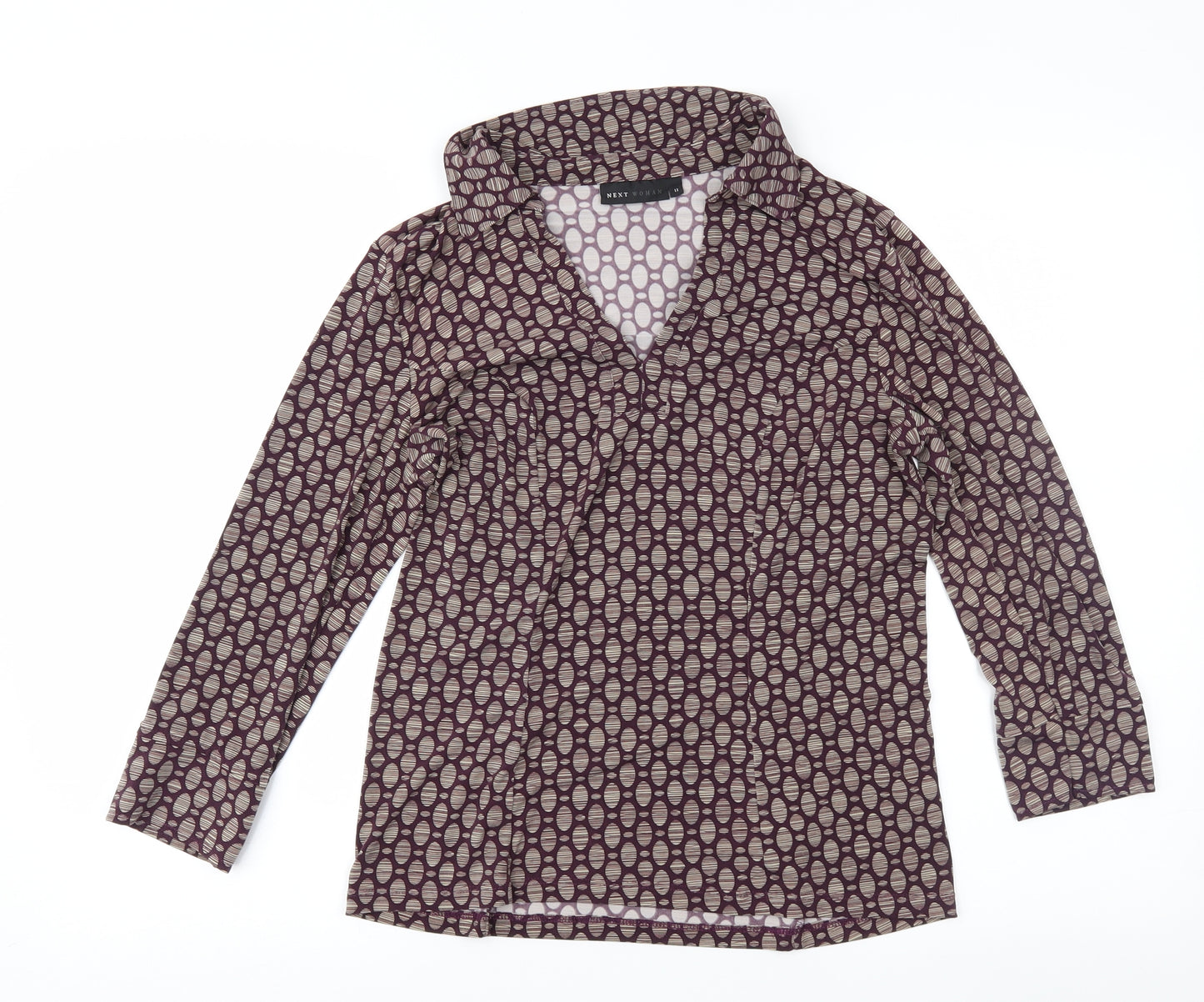 NEXT Womens Purple Geometric  Basic Blouse Size 12