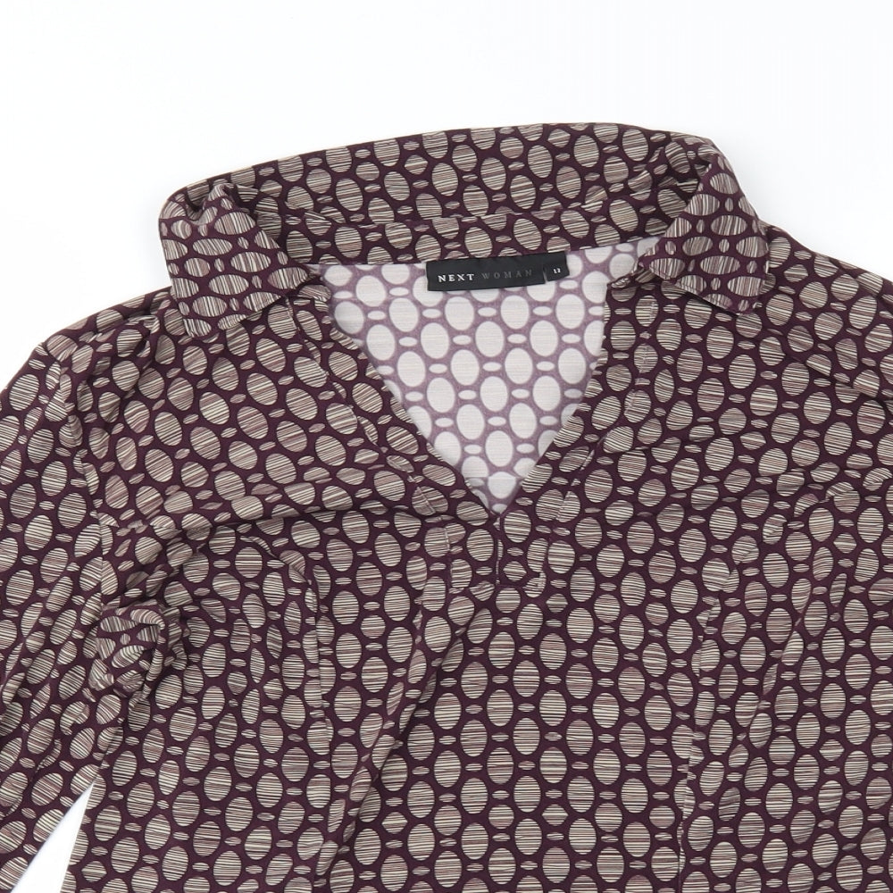 NEXT Womens Purple Geometric  Basic Blouse Size 12