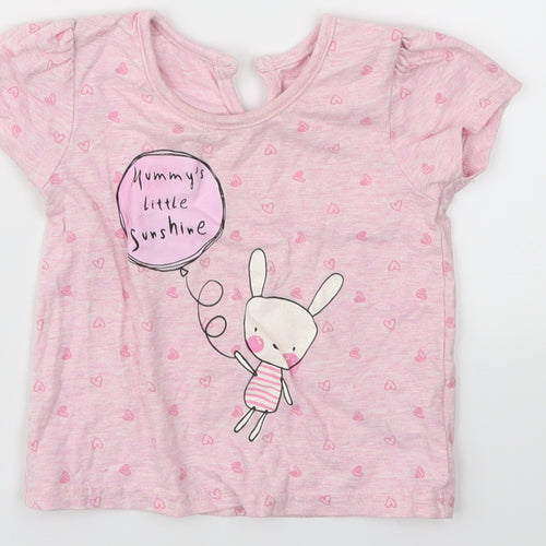 George Girls Pink   Basic T-Shirt Size 12 Months