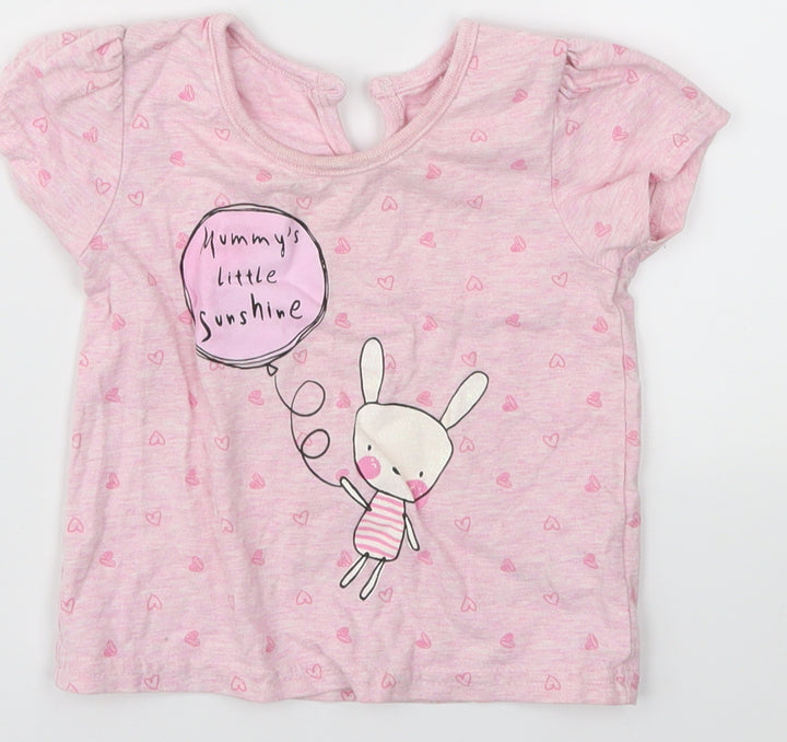 George Girls Pink   Basic T-Shirt Size 12 Months