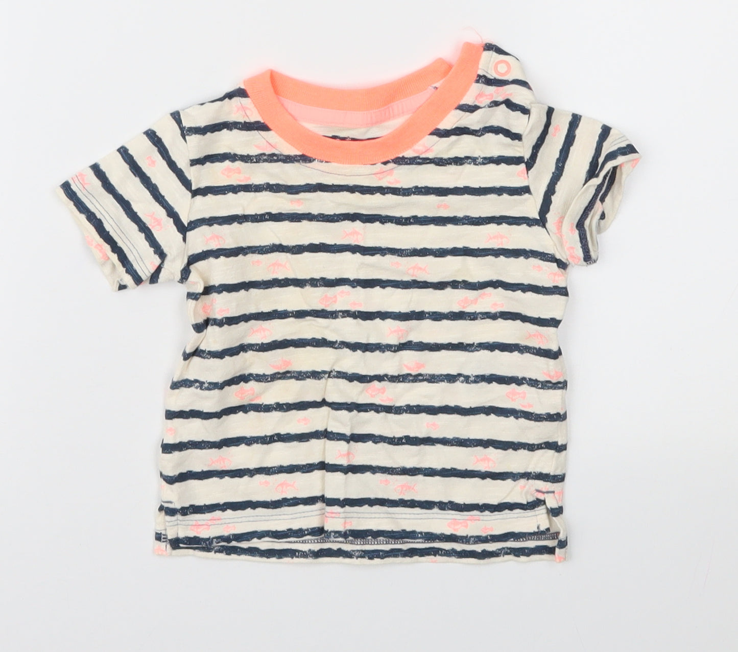 Marks and Spencer Baby White Striped  Basic T-Shirt Size 0-3 Months