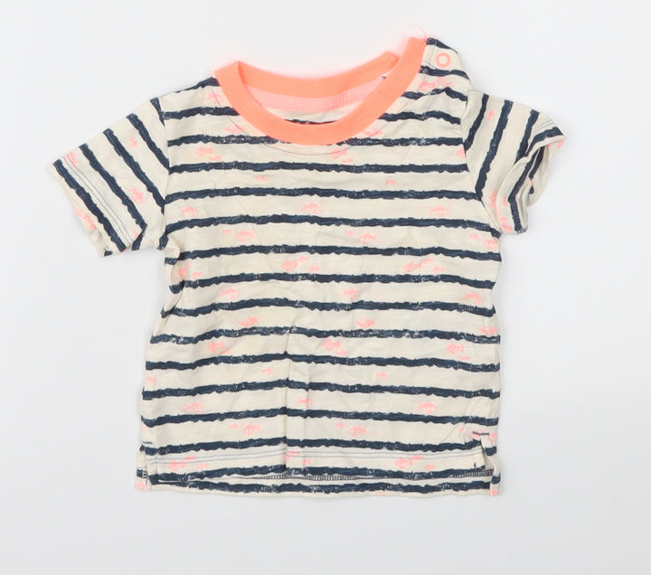Marks and Spencer Baby White Striped  Basic T-Shirt Size 0-3 Months