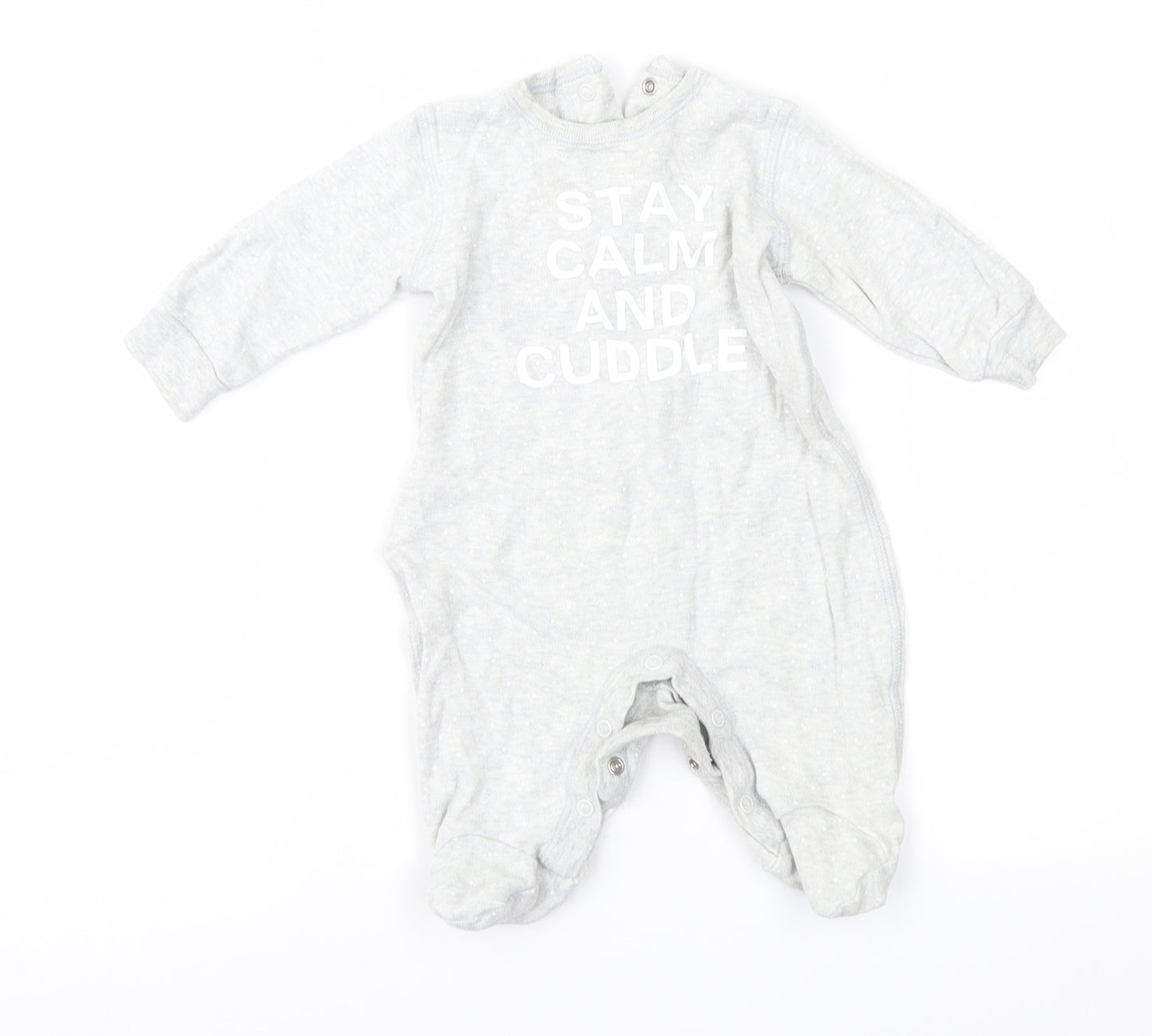 Matalan Baby Grey Polka Dot  Babygrow One-Piece Size 0-3 Months