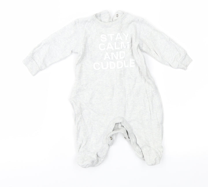 Matalan Baby Grey Polka Dot Babygrow One-Piece Size 0-3 Months