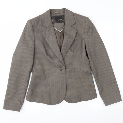 NEXT Womens Brown Striped  Jacket Suit Jacket Size 12