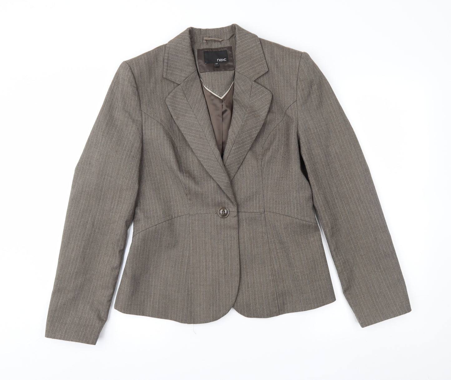 NEXT Womens Brown Striped  Jacket Suit Jacket Size 12