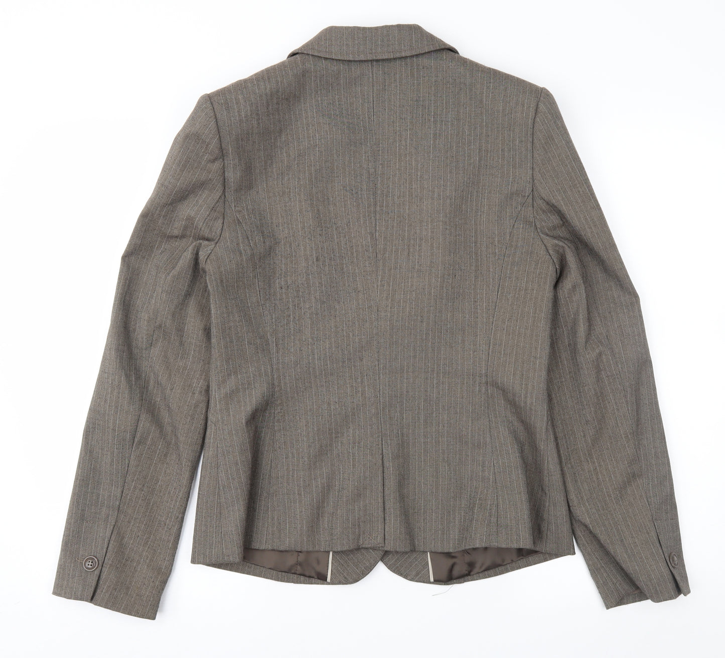 NEXT Womens Brown Striped  Jacket Suit Jacket Size 12