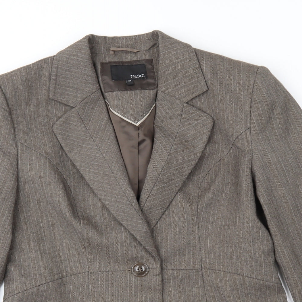 NEXT Womens Brown Striped  Jacket Suit Jacket Size 12