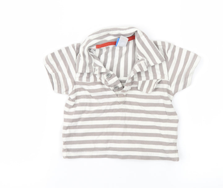 Adams Boys Brown Striped  Basic Polo Size 9-12 Months