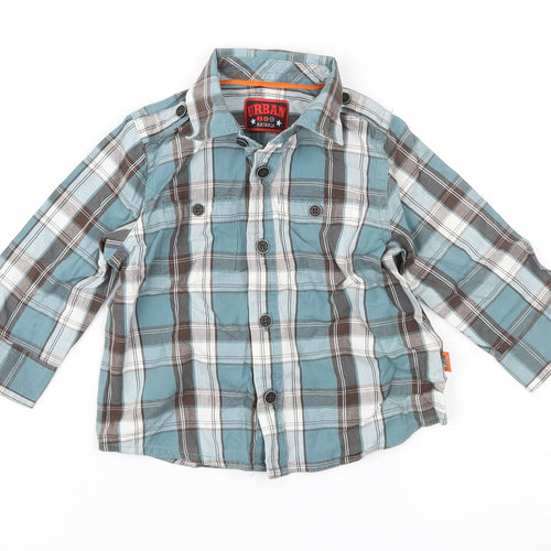 Mothercare Boys Blue Check  Basic Button-Up Size 9-12 Months