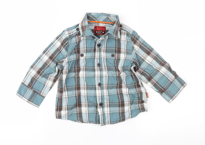 Mothercare Boys Blue Check  Basic Button-Up Size 9-12 Months