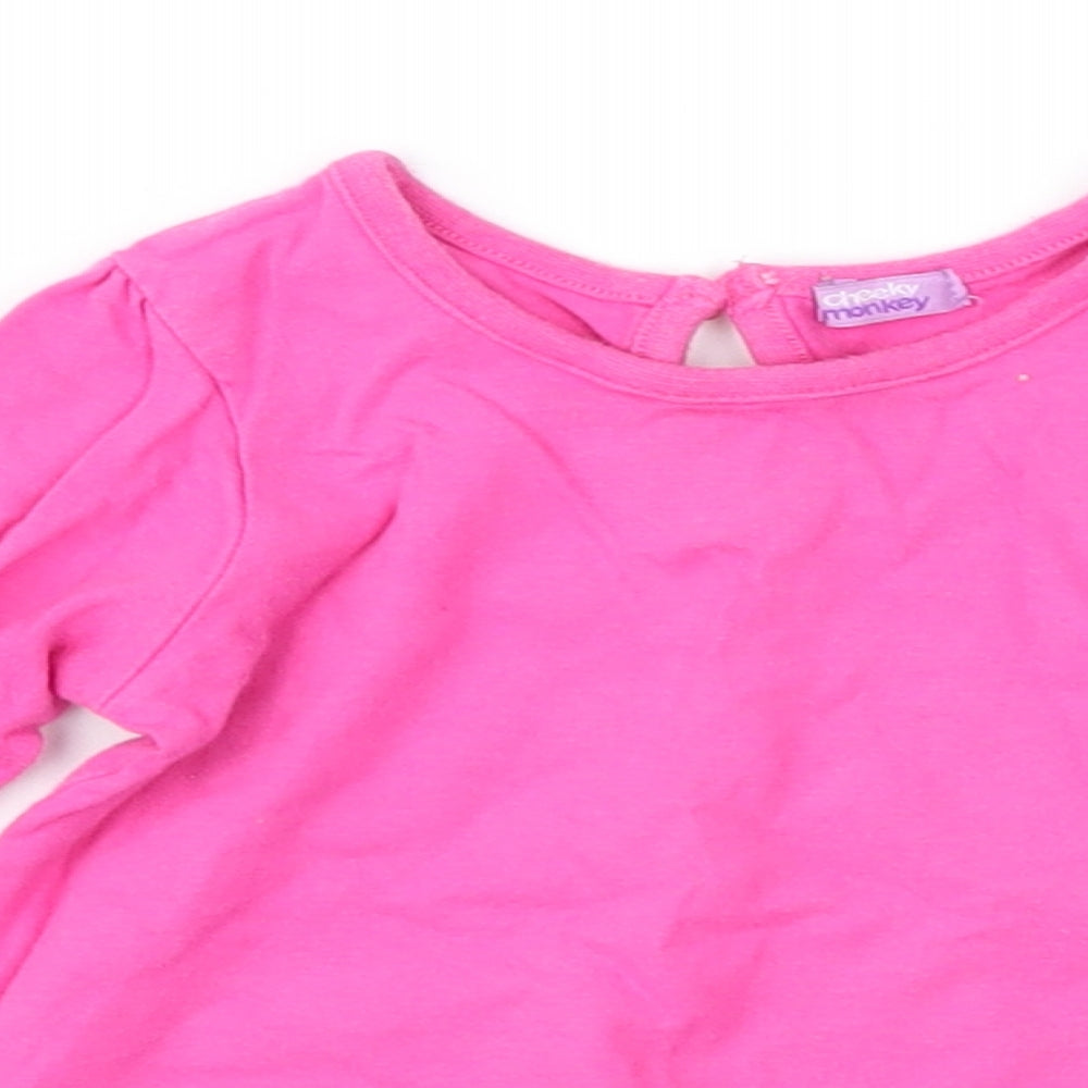Cheeky monkey Girls Pink   Basic T-Shirt Size 12-18 Months