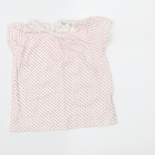 F&F Girls White Polka Dot  Basic T-Shirt Size 12-18 Months