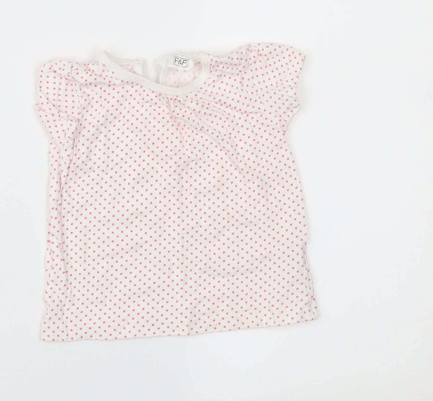 F&F Girls White Polka Dot  Basic T-Shirt Size 12-18 Months