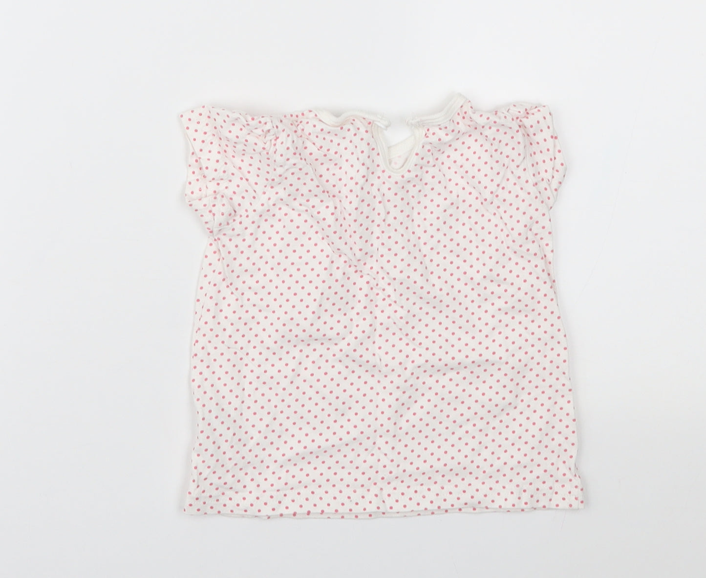 F&F Girls White Polka Dot  Basic T-Shirt Size 12-18 Months