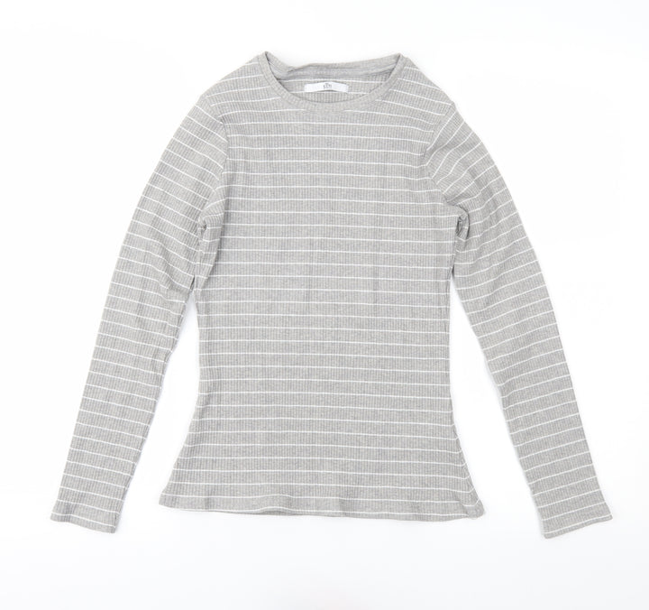 Marks and Spencer Girls Grey Striped Pullover Jumper Size 12-13 Years