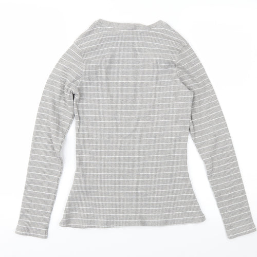 Marks and Spencer Girls Grey Striped  Pullover Jumper Size 12-13 Years