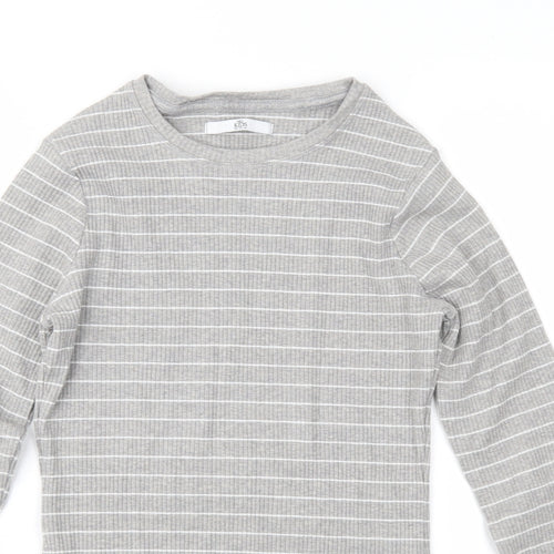 Marks and Spencer Girls Grey Striped  Pullover Jumper Size 12-13 Years