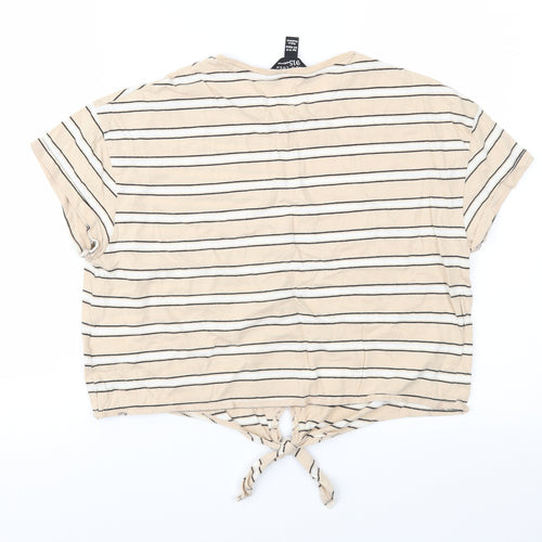 New Look Girls Brown Striped  Basic T-Shirt Size 12-13 Years