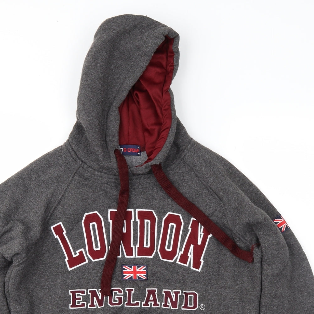 G-Crown Womens Grey Geometric  Pullover Hoodie Size M