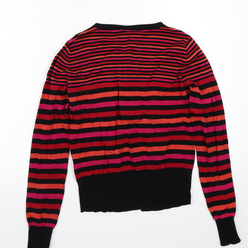 Warehouse Womens Black Striped  Cardigan Jumper Size 10