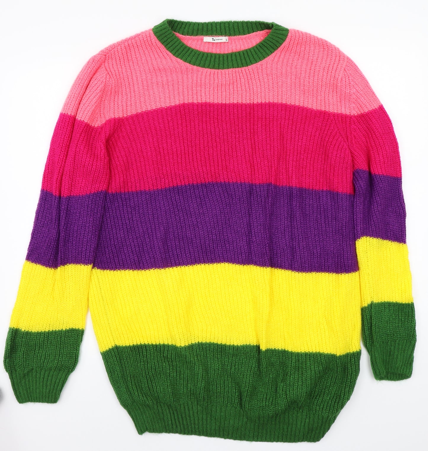 TU Womens Pink Striped  Pullover Jumper Size 22