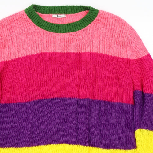 TU Womens Pink Striped  Pullover Jumper Size 22