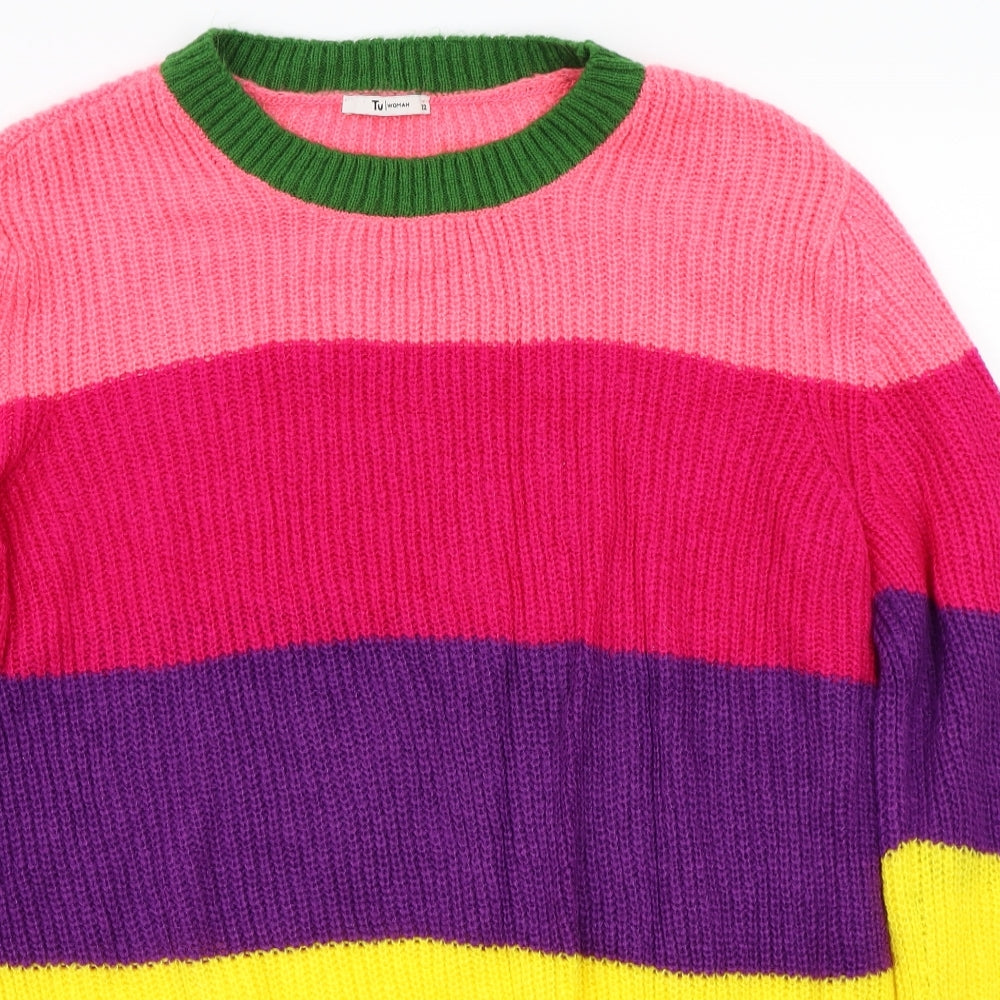 TU Womens Pink Striped  Pullover Jumper Size 22