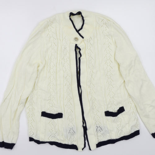 Glimpse Design Womens White   Cardigan Jumper Size L