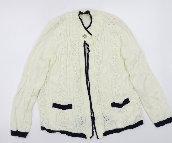 Glimpse Design Womens White Cardigan Jumper Size L
