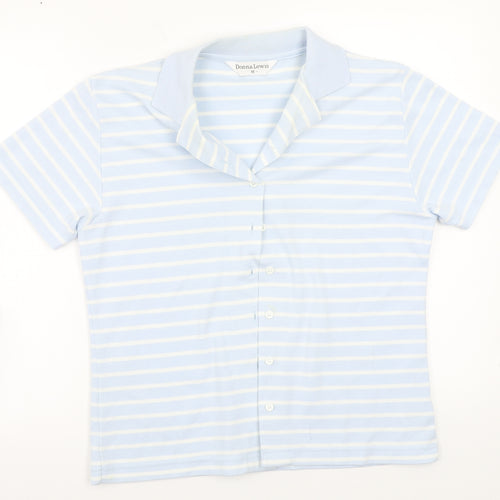 Donna lewis Womens Blue Striped  Basic Button-Up Size M
