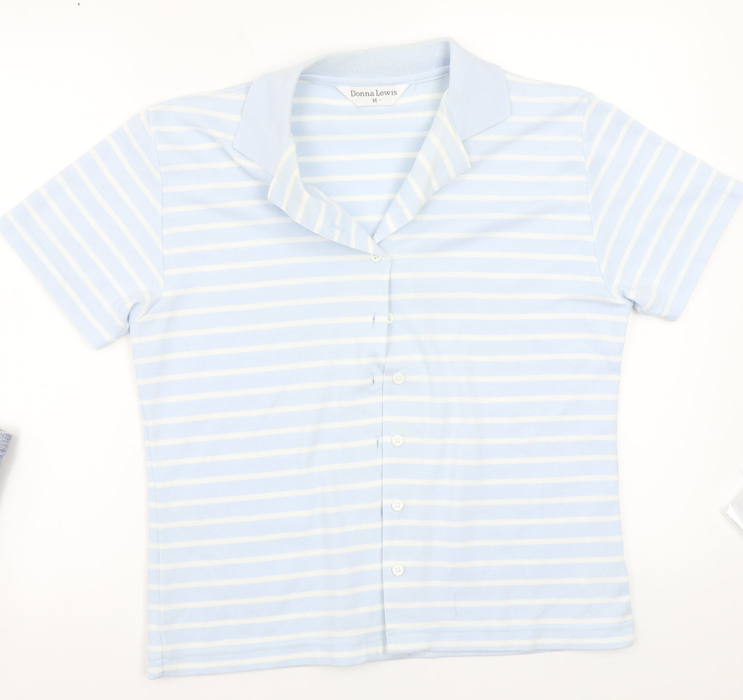 Donna lewis Womens Blue Striped  Basic Button-Up Size M