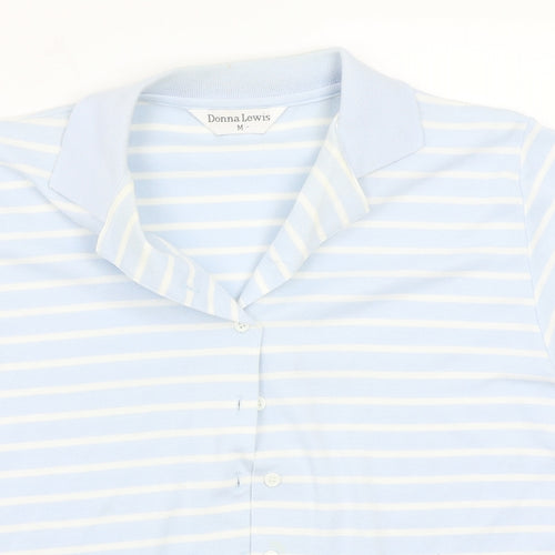 Donna lewis Womens Blue Striped  Basic Button-Up Size M