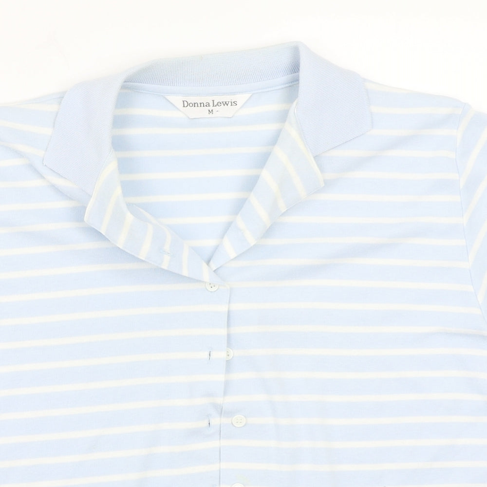 Donna lewis Womens Blue Striped  Basic Button-Up Size M