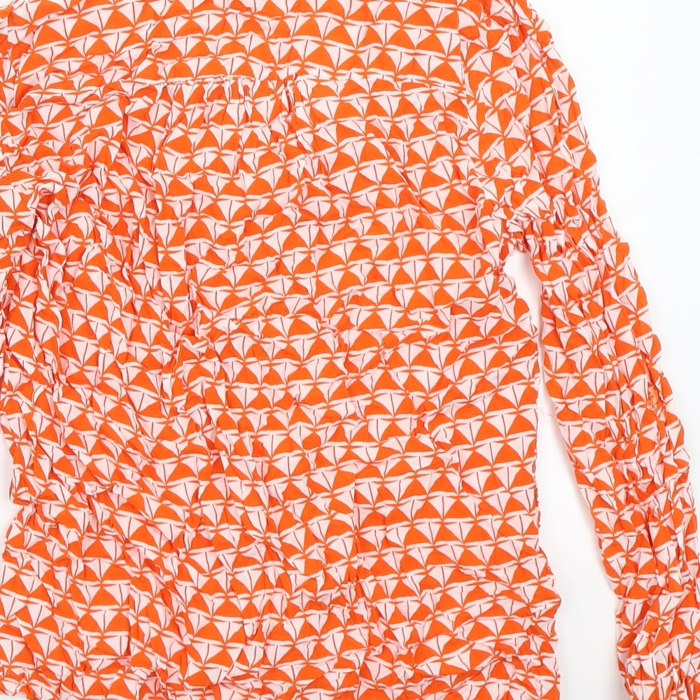 White singer Womens Orange Geometric  Basic Button-Up Size XS