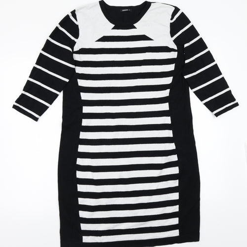 Roman Womens Black Striped  A-Line  Size 16
