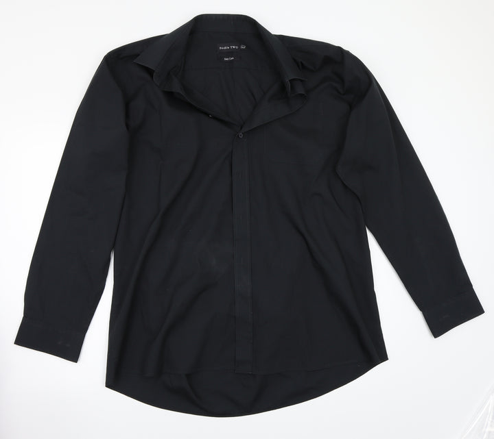Double TWO Mens Black    Button-Up Size 17