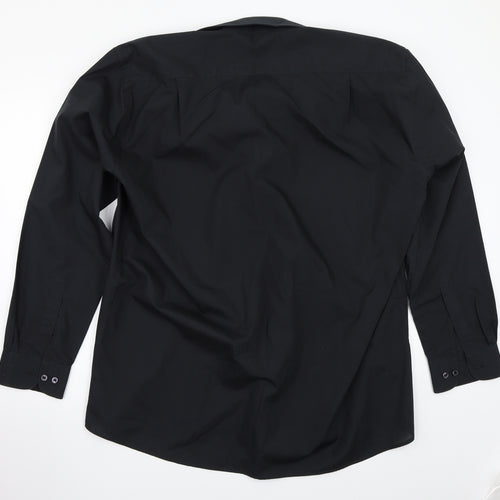 Double TWO Mens Black    Button-Up Size 17