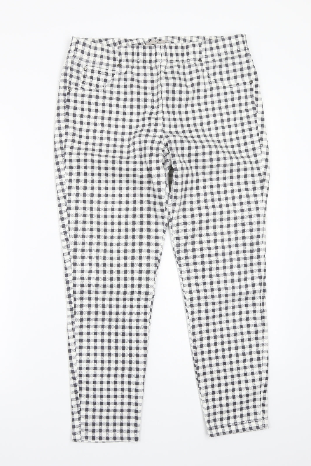 TU Womens White Check  Straight Jeans Size 14 L24 in