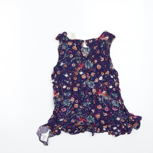 Espirit Womens Purple Floral  Basic T-Shirt Size 10