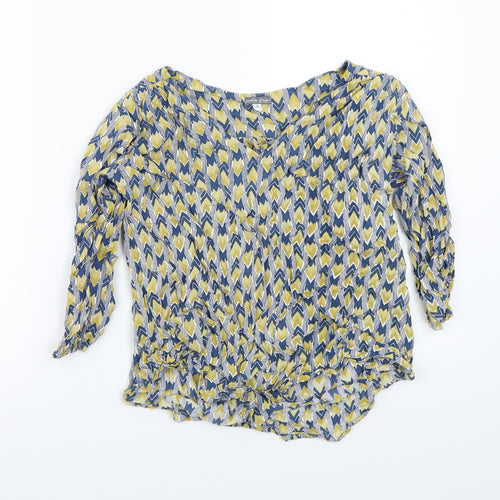 White ginger Womens Blue Geometric  Basic T-Shirt Size XS