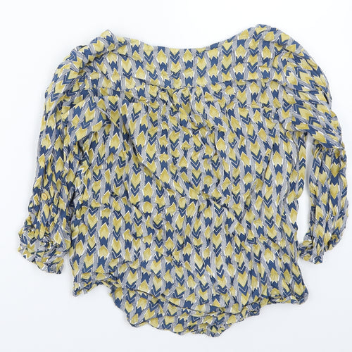 White ginger Womens Blue Geometric  Basic T-Shirt Size XS
