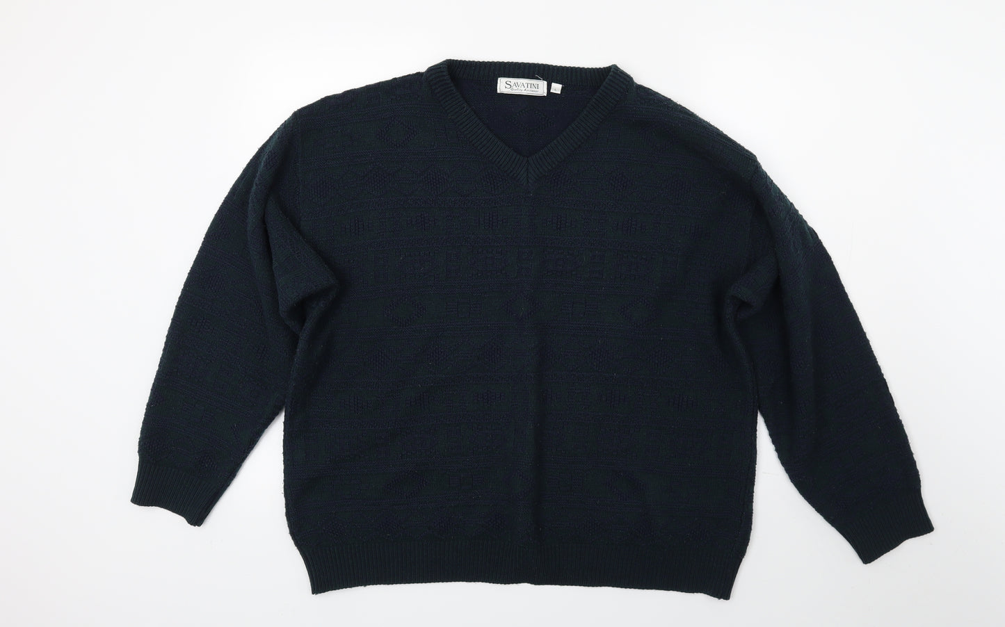 Savatini Mens Green  Knit Pullover Jumper Size L