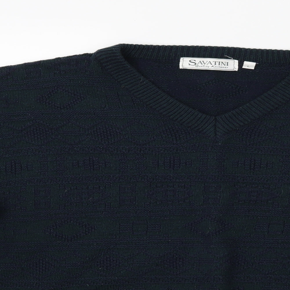 Savatini Mens Green  Knit Pullover Jumper Size L