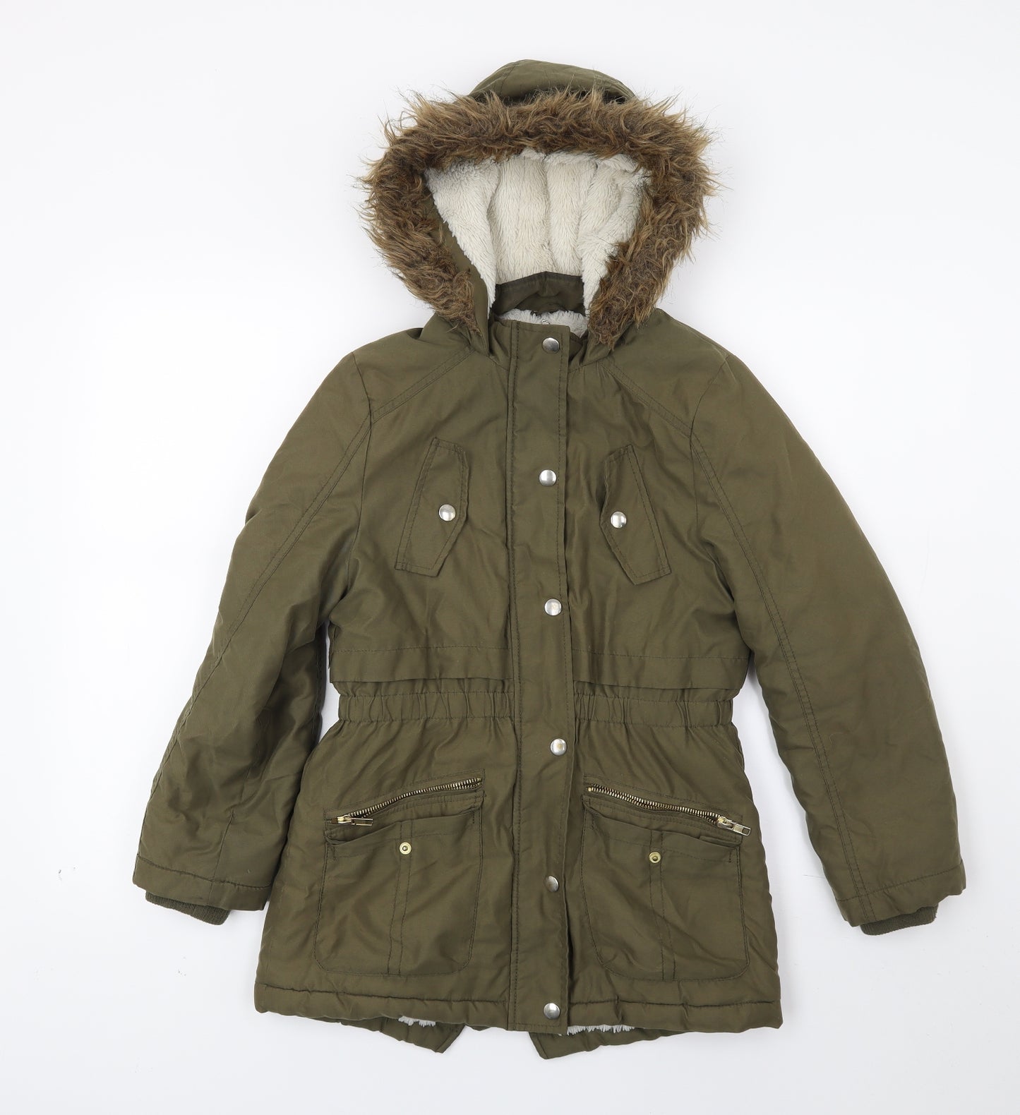 George Girls Green   Parka Coat Size 9-10 Years