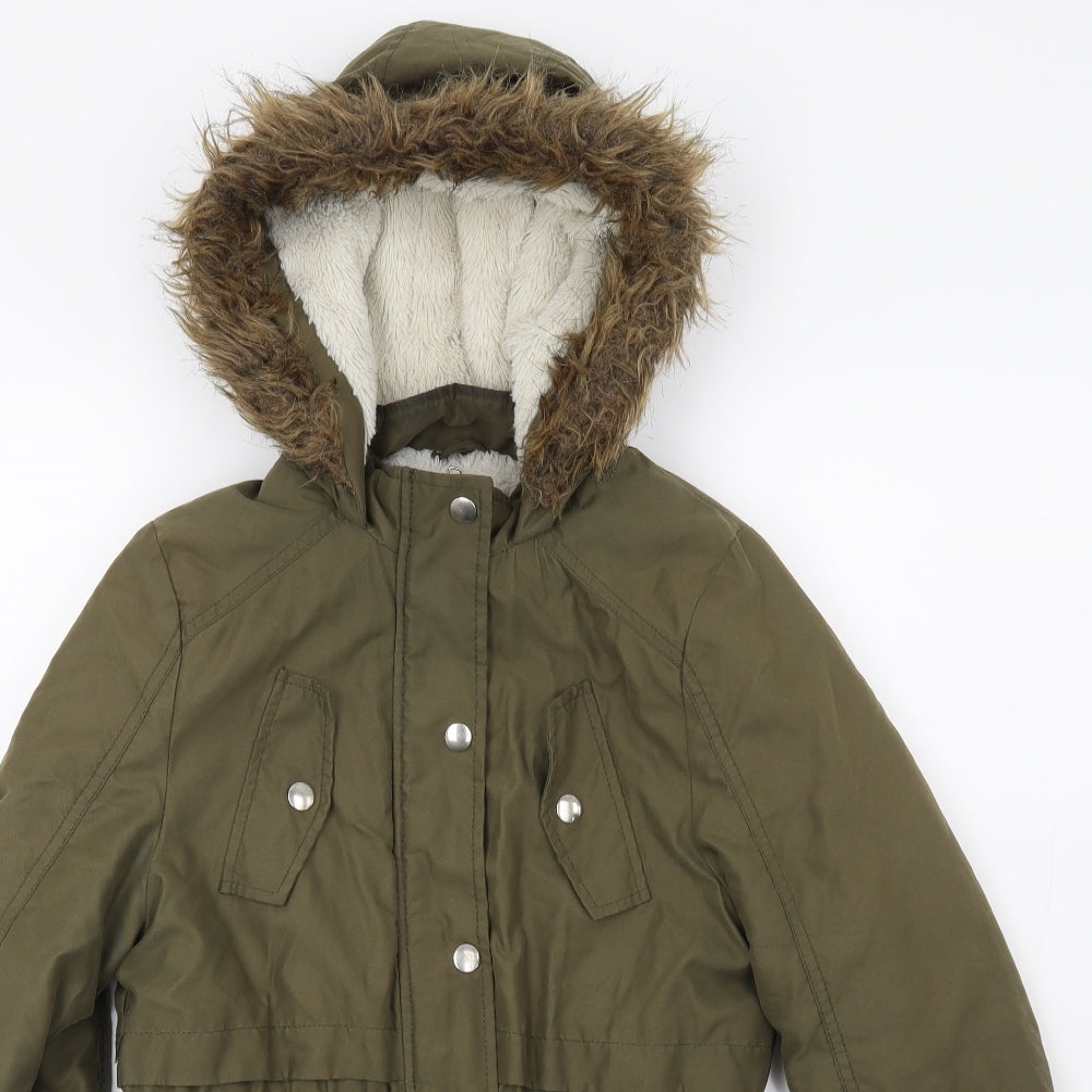 George Girls Green   Parka Coat Size 9-10 Years