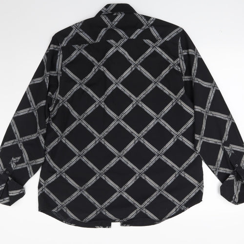 Cutting Edge Mens Black Check   Button-Up Size M